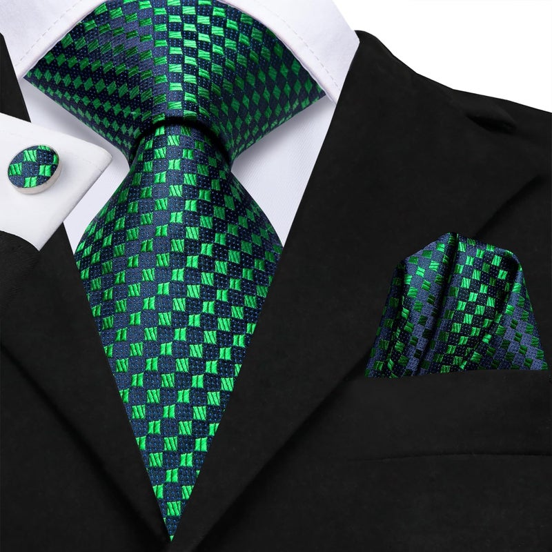 Dubulle Mens Paisley Striped Tie and Handkerchief Cufflinks Tie Set for Men Wedding Business Formal - Image 3